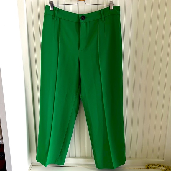 Mango Tailored Straight Leg Bright Green Dress Pant - Picture 3 of 7